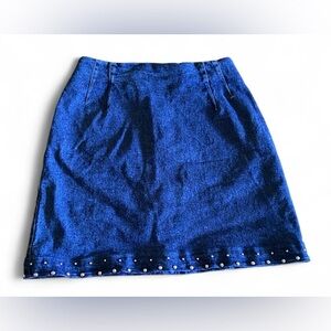 Vintage Vertigo Paris Denim Blue Jean Mini Skirt with Studs Womens Size‎ 4